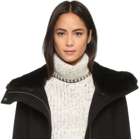 Club Monaco Wool Winter Jacket Rocio Faux Fur - Picture 12 of 13